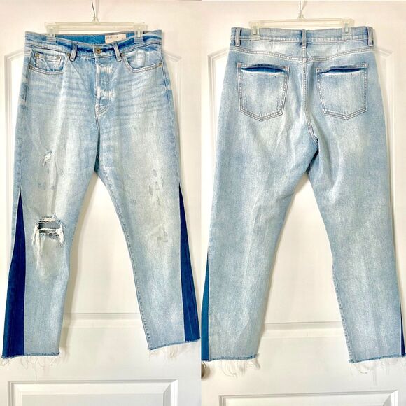 Pistola Pick Me Up Ankle Length Raw Hem Two Tone Distressed Jeans Size 31 - Picture 1 of 7